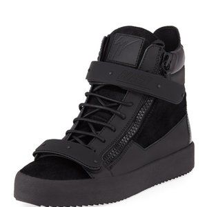 Men's Monochrome Double-strap Calf-hair High-top S